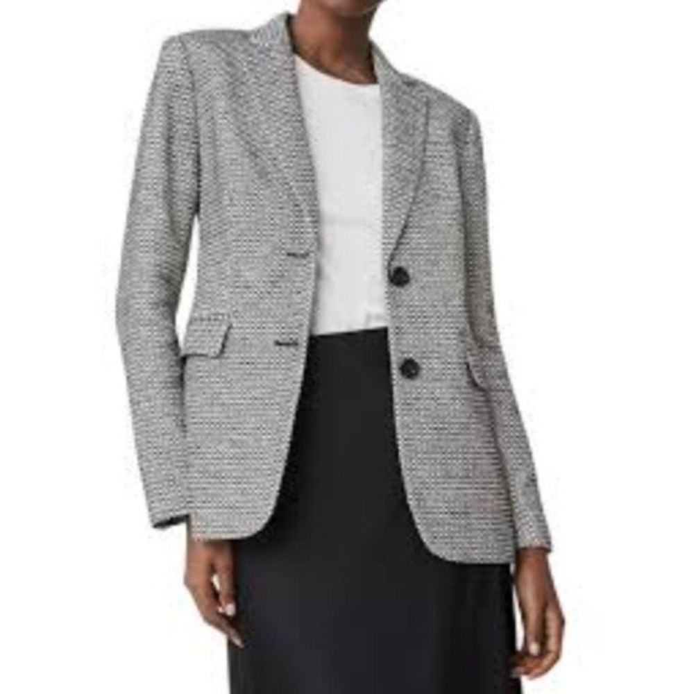 2025 Ann Taylor The Greenwich Blazer in Tweed Size 14 Grey Office Business